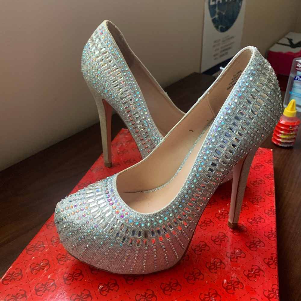 Silver Crystal High Heels / Pumps